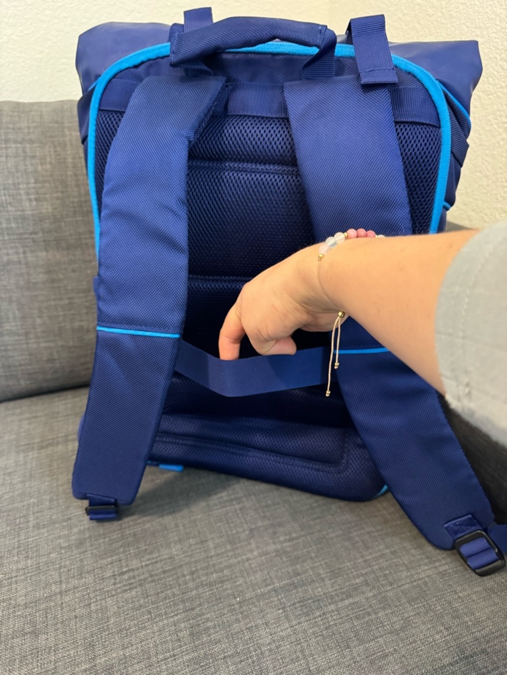 NEW - Blue Roll-Top Multiple Pockets Backpack 🎒 - Picture 11 of 16